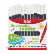 Μαρκαδόροι +Efo Supercolor Jumbo 12τεμ Μαύρο